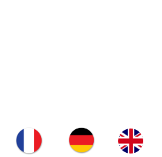 Logo: Übersetzungen Riede, combined with the French, German and British flags
